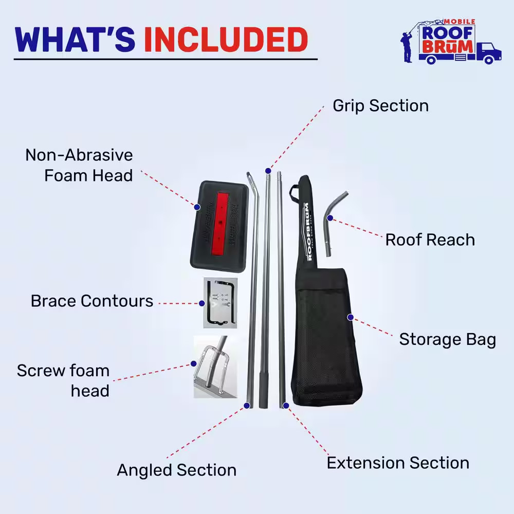 Oversized Foam Snow Rake with 3-Piece 12 Ft. Handle for Large Vehicles, RV, Work