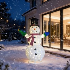 5.7 FT Christmas Snowman Holding Small Tree w/ Light for Holiday Party Decor