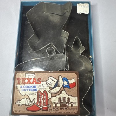 VTG Fox Run Craftsmen Cookie Cutters TEXAS State, Boot, Armadillo - Set of 3