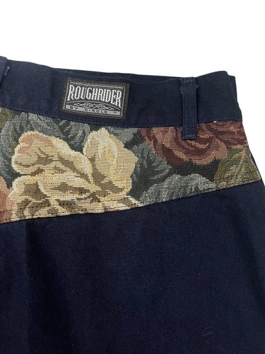 Vintage Roughrider Long Jean Skirt Bareback High Rise Western Floral Womens 32'' - Picture 6 of 12