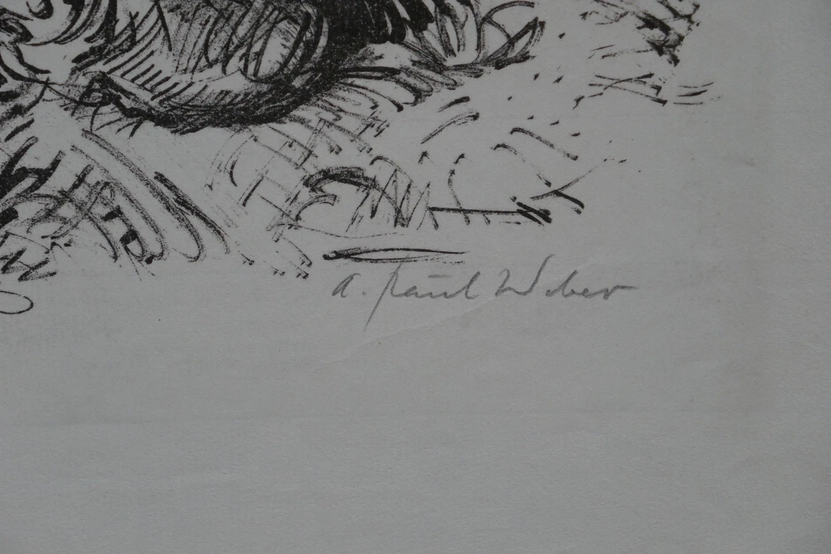 A. Paul Weber, Original Lithographie 1955, signiert, Der Kassensturz, SELTEN