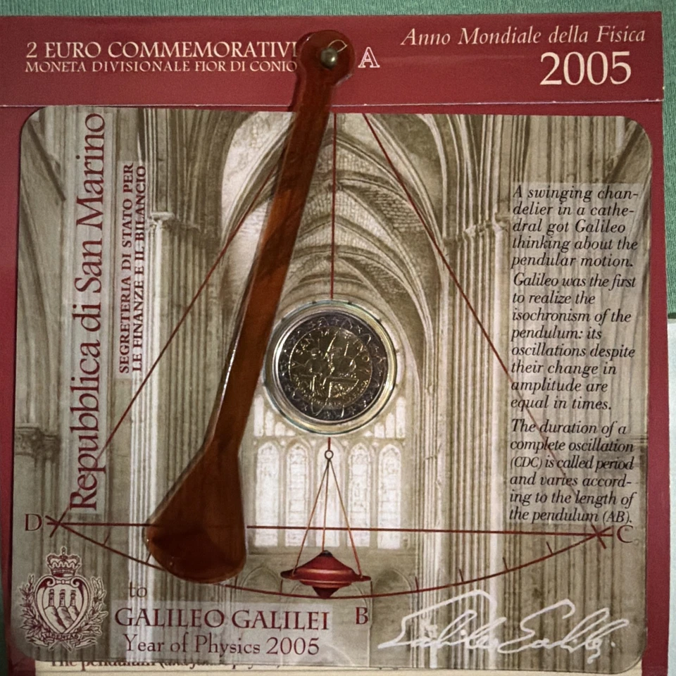 Saint Marin 2 euros commémorative 2005 Galilée - Photo 2/4