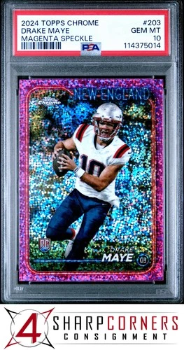 2024 TOPPS CHROME MAGENTA SPECKLE #203 DRAKE MAYE RC #/399 PSA 10