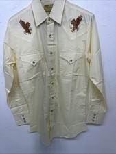 Nueva Camisa a Presión Para Hombre Amarilla ELY Wildlife Collection Western Pearl Pequeña A-171