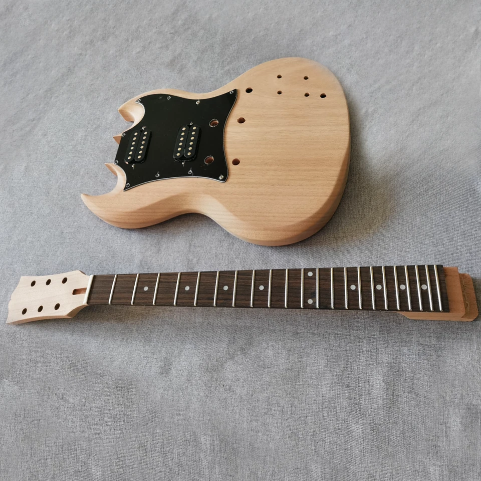 Hágalo usted mismo Kit de Guitarra Eléctrica SG Estándar Personalizado Juego de 2 piezas Cuerpo de Caoba Hueso de Cuello Foto 2 de 4