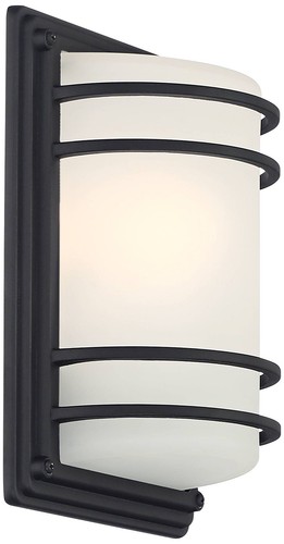 Modern Outdoor Wall Light Fixture Black 11" Frosted Glass Exterior House Porch - Picture 6 of 8