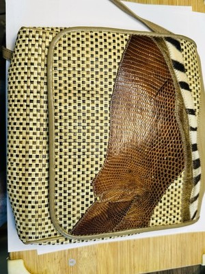 VTG Carlos Falchi Leather Reptile Croc Crossbody Bag