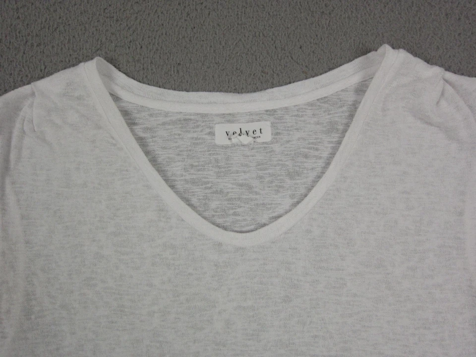 Camisa de terciopelo Graham & Spencer para mujer mediana blanca de lino sin mangas básica hecha en EE. UU. Foto 2 de 4