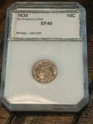 Old PCI Slabbed 1838-P Seated Liberty Dime Graded EF-40