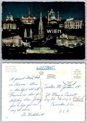 Continental Wien Austria Night Views Postcard