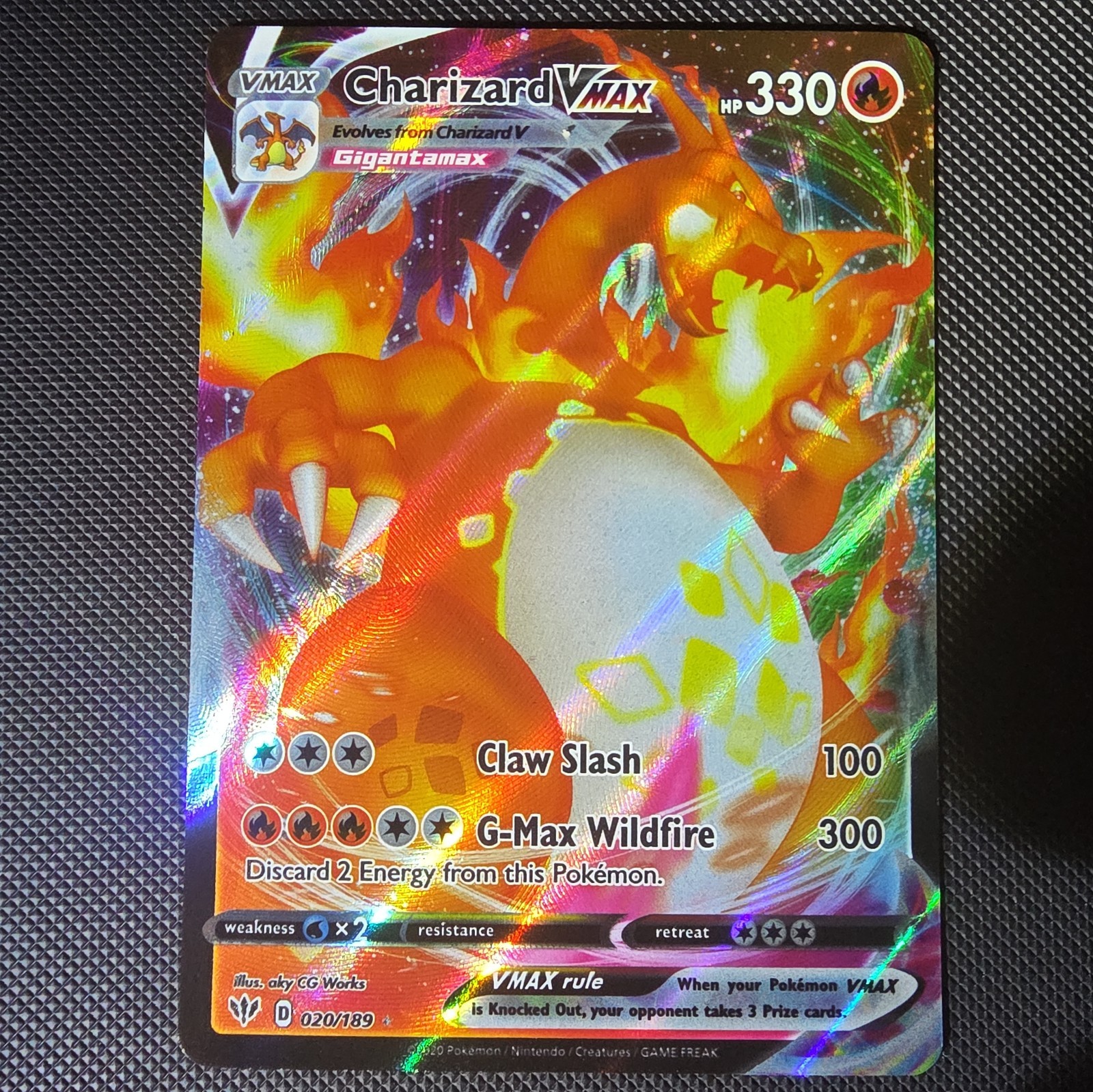 Charizard VMAX 020/189 Holo VMAX Rare Darkness Ablaze Pokemon NM