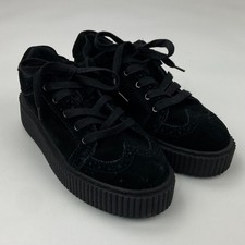 TUK Black Suede Leather Industrial Platform Creeper Shoes Men's Size 7/Women's 9