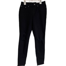 Hue Black Denim Distressed Leggings Size S 4-6 NWT