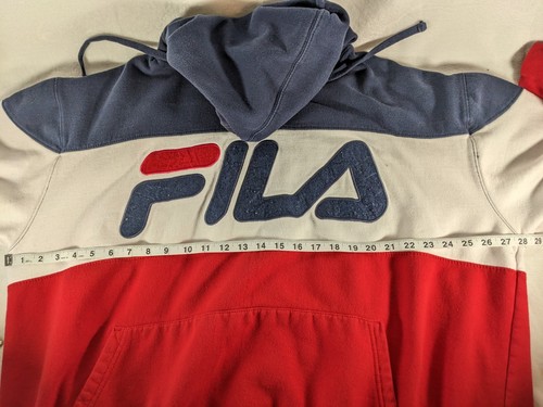 Fila Mens Color Block Hoodie 3XL Red White and Blue Fleece - Picture 5 of 8