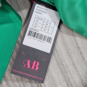 Dita Von Teese BeauTeese Satin Suspender Garter Belt, Emerald Green, Size S