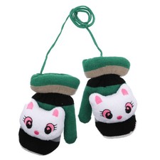 Toddlers Kids Warm Winter Lovely Full Finger Gloves Knitted Mittens with String