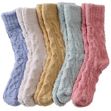 5 Pairs Women's Fuzzy Slippers Soft Warm Cozy Socks Winter Fluffy Fuzzy Socks