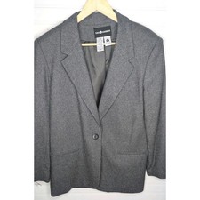 Sag Harbor Womens Blazer Excellent Condition 16 Gray Wool Blend One Button Lined