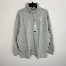 Nike Women's Sportswear Club Fleece Cowl Neck Hoodie in Grey Heather Size L