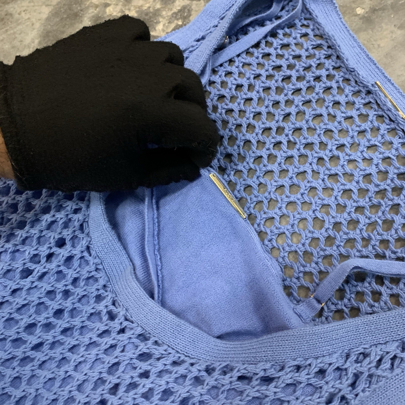 Alexis Aleala Dress Small Blue Crochet Knit Maxi Women’s