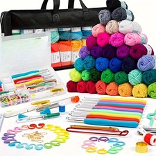 113-Pc Ergonomic Crochet Kit w/Yarn & Video T...