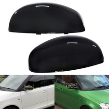 2x Spiegelkappe Abdeckungen Schwarz Glänz passt für Skoda Roomster 5J / Fabia II