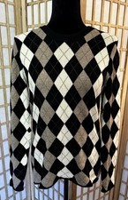 J.Crew Women  s 100 Cashmere Sweater Full Argyle Italian Yarn Vintage-Inspired L
