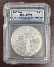 Unique Satin Proof SP70 2007 W American Silver Eagle 1oz The Prestige Colletion!