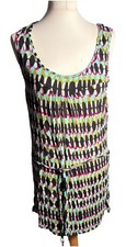 Monsoon multicolour stretch Summer Dress Size 14 Geometric pattern