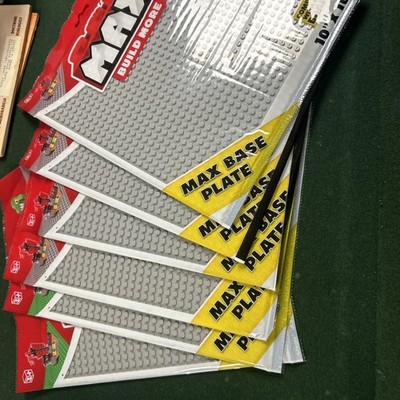NEW Lot of 6 Zuru Max Build More Base Plates 10'' x 10'' Grey brick compatible.