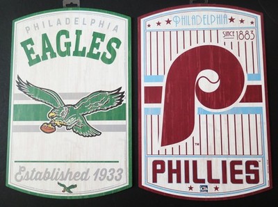 TWO (2) PHILADELPHIA MANCAVE CLASSIC HARD WOOD SIGNS FROM WINCRAFT