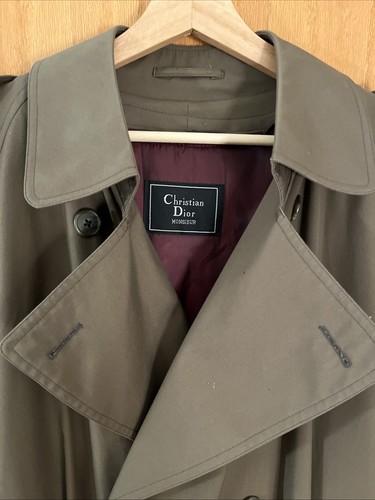 Mens 42S Christian Dior Monsieur Classic Trench Coat Brown Khaki Wool Liner Belt - Picture 15 of 15