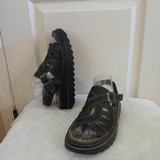 Y2K 90s Vintage Bass Black Leather Twist Strap Woven Chunky Fisherman Sandals 7