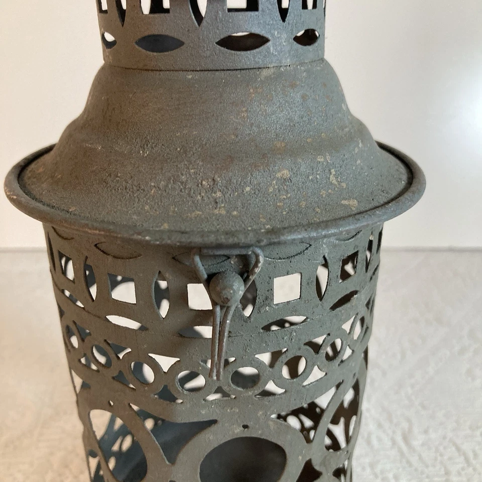 Linterna vela pilar primitiva interior exterior rústica granja cottagecore Foto 4 de 4