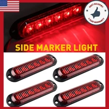 4pcs 6-LED Side Marker Light Red Clearance Lights Truck Trailer RV Waterproof US