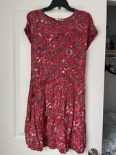 Go Fish Women’s Dress Rayon Size L Red Patterned Shift