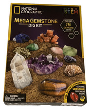 National Geographic Mega Gemstone Dig Kit STEM Science 15 Gems Ages 8 Sealed