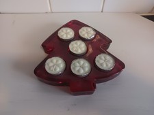 Christmas Tree Red Glass Multi Tea Light Candle Holder Table Centrepiece