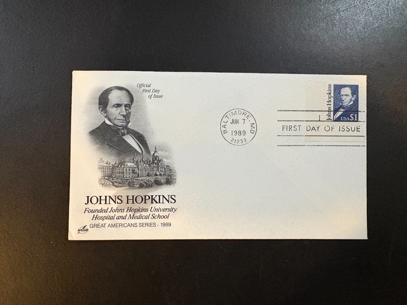 1989 Artcraft FDC First Day Cover - John Hopkins - First Day of Issue June 7