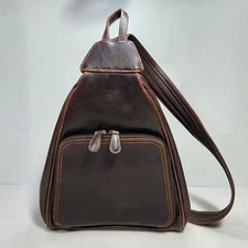 Vtg 90's Y2K Liz Claiborne VILLAGER Dark Brown Leather Look Backpack Purse 