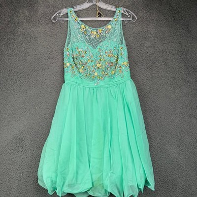 Dancing Queen USA Mint Green Beaded Homecoming Dress Womens Small Short Prom
