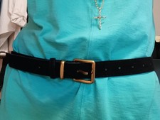 WOMEN WESTERN BLACK SUEDE GENUINE TOP LAYER LEATHER BELT MED length is 42 in NEW