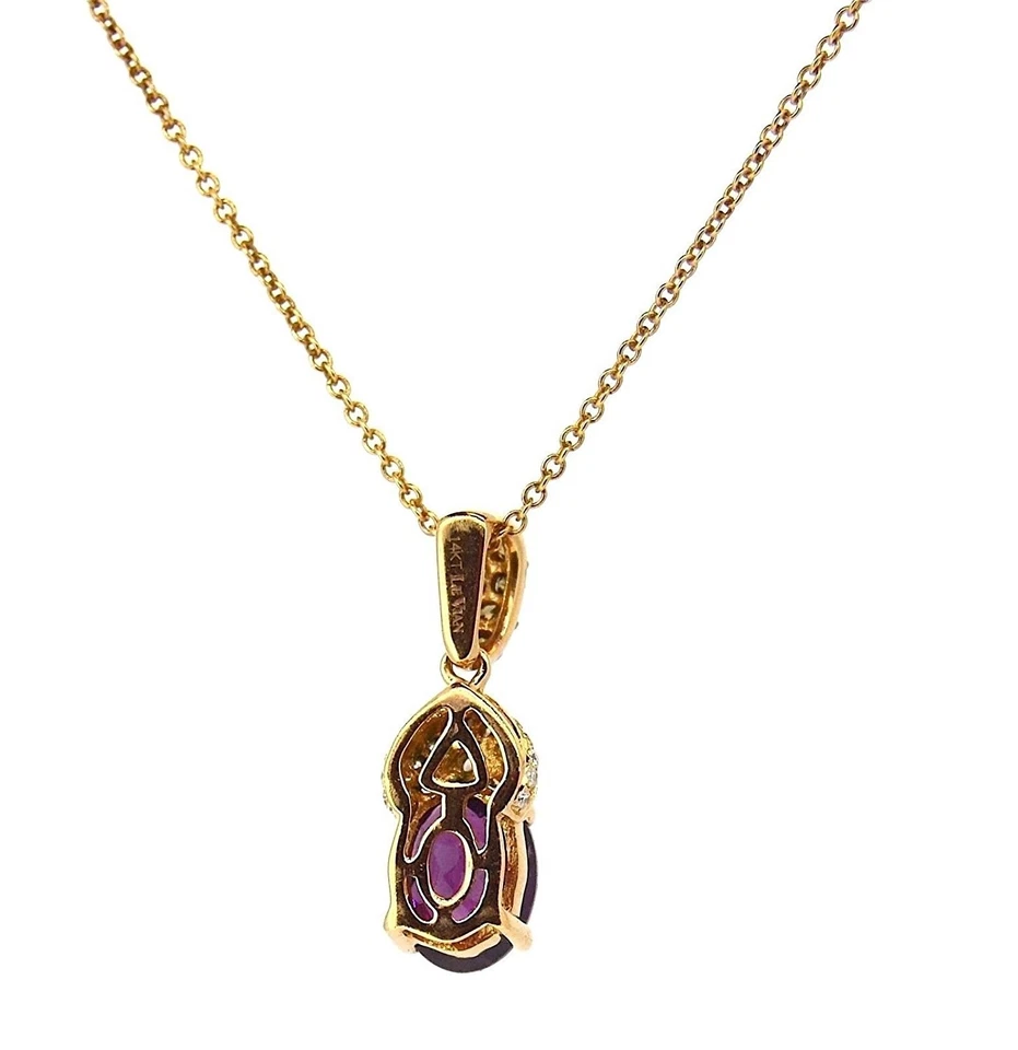 LeVian Pendant Necklace 1.57 ct Chocolate Diamonds Rhodolite Garnet 14k NEW - Image 3 of 4