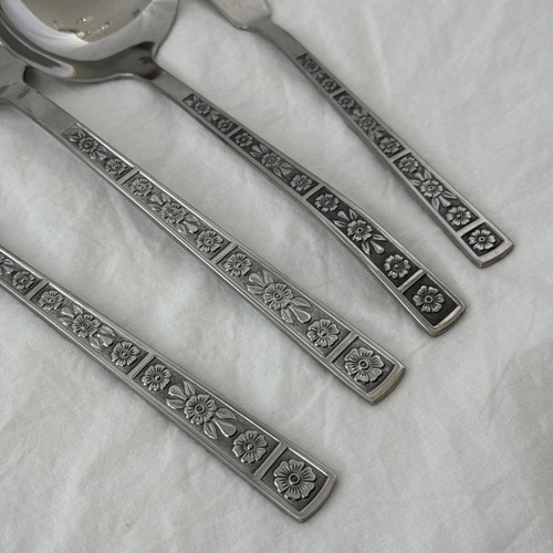 Imperial Stainless Korea Serving Set Flatware Floral Handle Set Of 4 - Picture 4 of 7