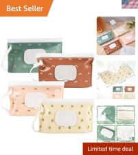 Reusable Baby Wipes Case Set - 4 Mobile Wet Wipe Holders with Boho Patterns