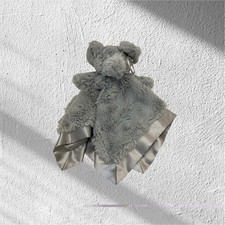 Cloud Island Soft Gray Elephant Security Blanket Lovey Gray Satin Trim Baby