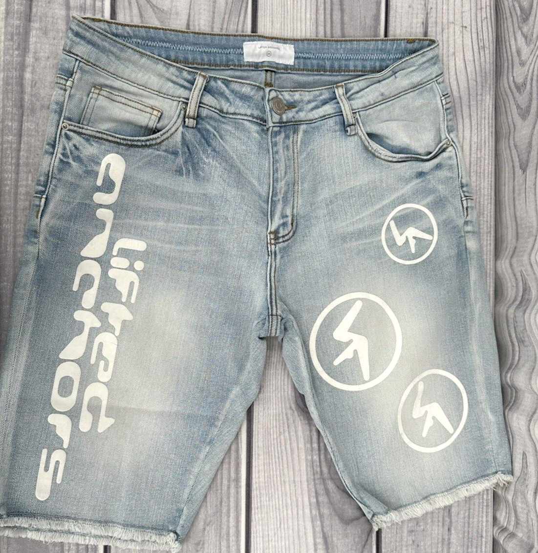LIFTED ANCHORS GRAFFITI DENIM SHORTS Men's Size 34 X … Gem