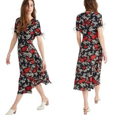 Madewell Peekaboo Sleeve Midi Dress Hillside Daisies Navy Size 0 retail $148