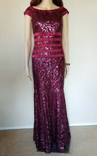 Tadashi Shoji Burgandy Sequin Mesh Mermaid Gown Dress Size 2
