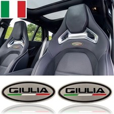 Coppia Logo Stemma Sedile Poggiatesta per Alfa Romeo Giulia Tricolore Metallo
